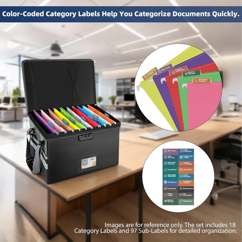 TIDY TECH Family Document Organizer Guide, Filing System with Step-by-Step Instructions for Estate Planning, Personal Records, Next of Kin Kit (18 Category Labels and 97 Sub-Labels) - Image 4